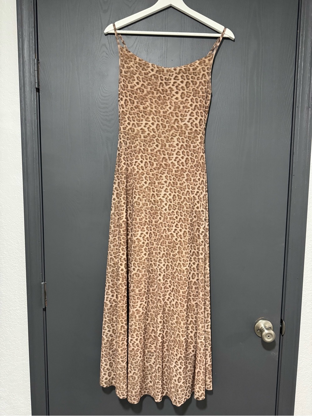 See You Monday Beige Leopard Slip Maxi Dress